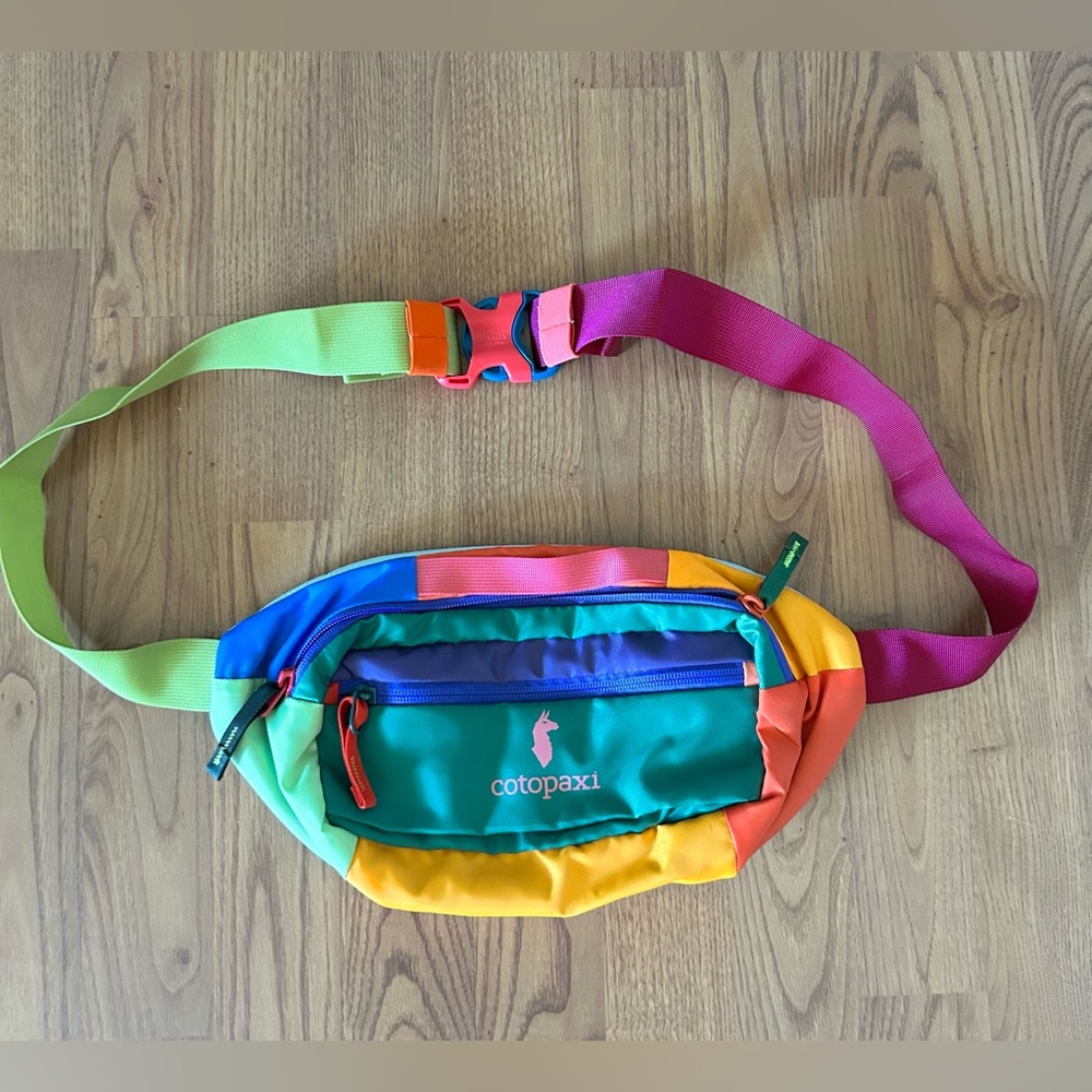 Cotopaxi Colorful Waist Pack with Rainbow Straps